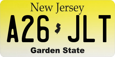 NJ license plate A26JLT