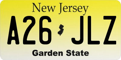 NJ license plate A26JLZ