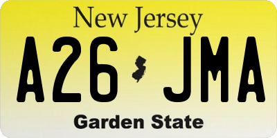 NJ license plate A26JMA