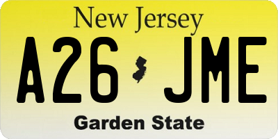 NJ license plate A26JME