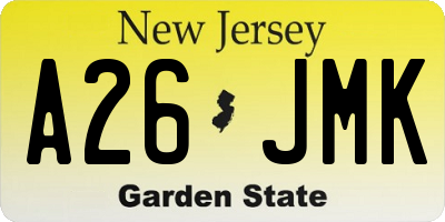 NJ license plate A26JMK