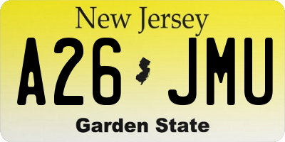 NJ license plate A26JMU