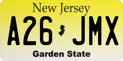 NJ license plate A26JMX