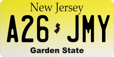 NJ license plate A26JMY
