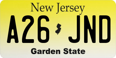 NJ license plate A26JND