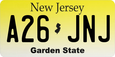 NJ license plate A26JNJ