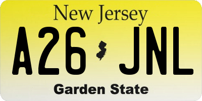 NJ license plate A26JNL