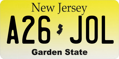 NJ license plate A26JOL