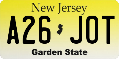 NJ license plate A26JOT