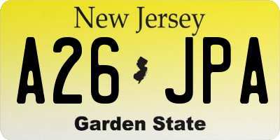 NJ license plate A26JPA
