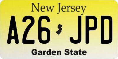 NJ license plate A26JPD
