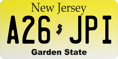 NJ license plate A26JPI