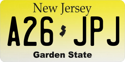 NJ license plate A26JPJ