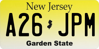 NJ license plate A26JPM