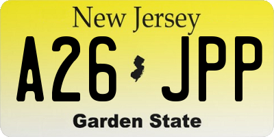 NJ license plate A26JPP