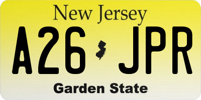 NJ license plate A26JPR