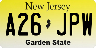 NJ license plate A26JPW