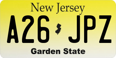 NJ license plate A26JPZ