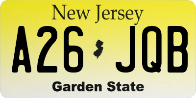 NJ license plate A26JQB