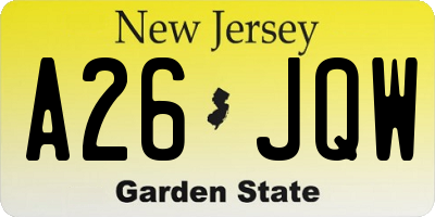 NJ license plate A26JQW