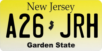 NJ license plate A26JRH
