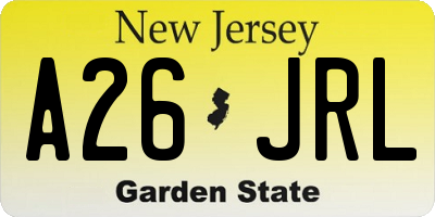 NJ license plate A26JRL