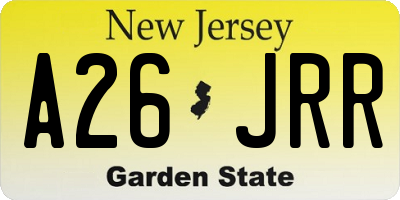 NJ license plate A26JRR