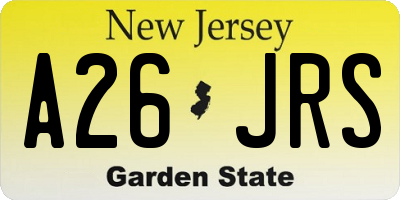 NJ license plate A26JRS