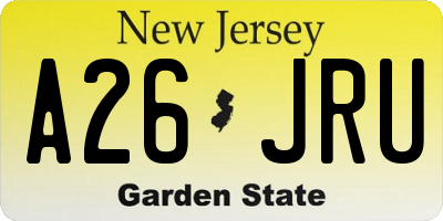 NJ license plate A26JRU