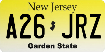 NJ license plate A26JRZ