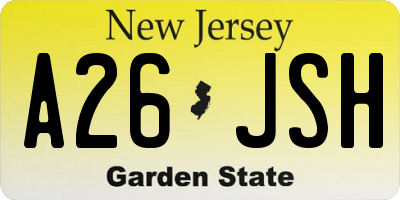 NJ license plate A26JSH