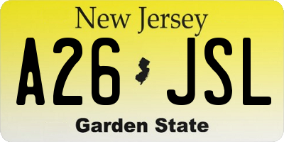 NJ license plate A26JSL