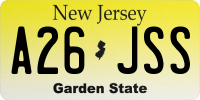 NJ license plate A26JSS