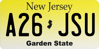 NJ license plate A26JSU