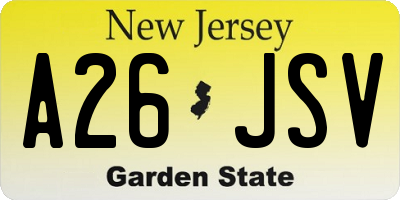 NJ license plate A26JSV
