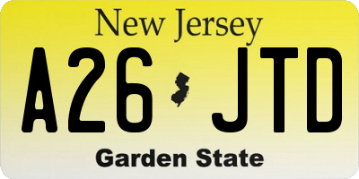 NJ license plate A26JTD