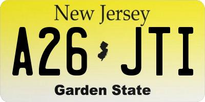 NJ license plate A26JTI