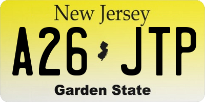 NJ license plate A26JTP