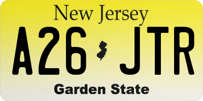 NJ license plate A26JTR