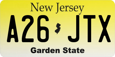 NJ license plate A26JTX
