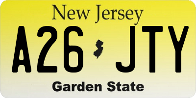 NJ license plate A26JTY