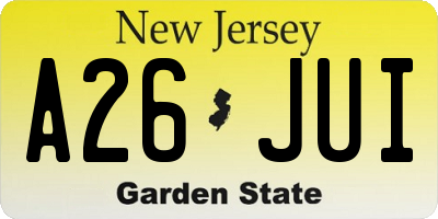 NJ license plate A26JUI