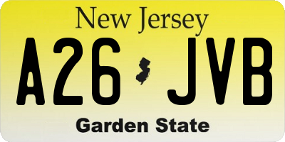 NJ license plate A26JVB