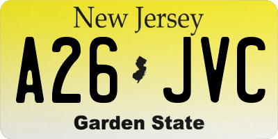 NJ license plate A26JVC