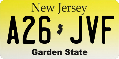 NJ license plate A26JVF