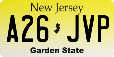 NJ license plate A26JVP