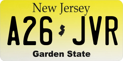 NJ license plate A26JVR