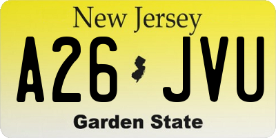 NJ license plate A26JVU