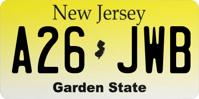 NJ license plate A26JWB