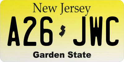 NJ license plate A26JWC